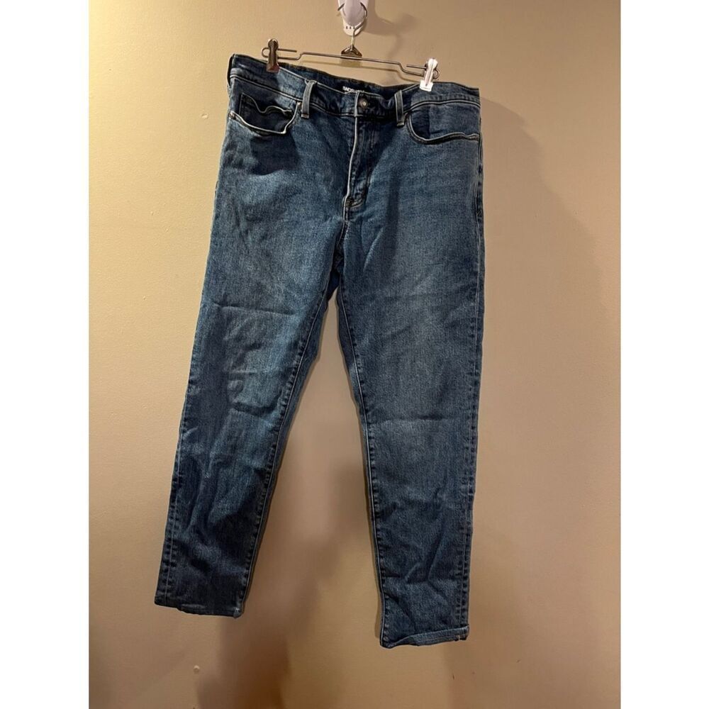 Lands' End Men's Slim Straight Jeans - Dark Blue Denim